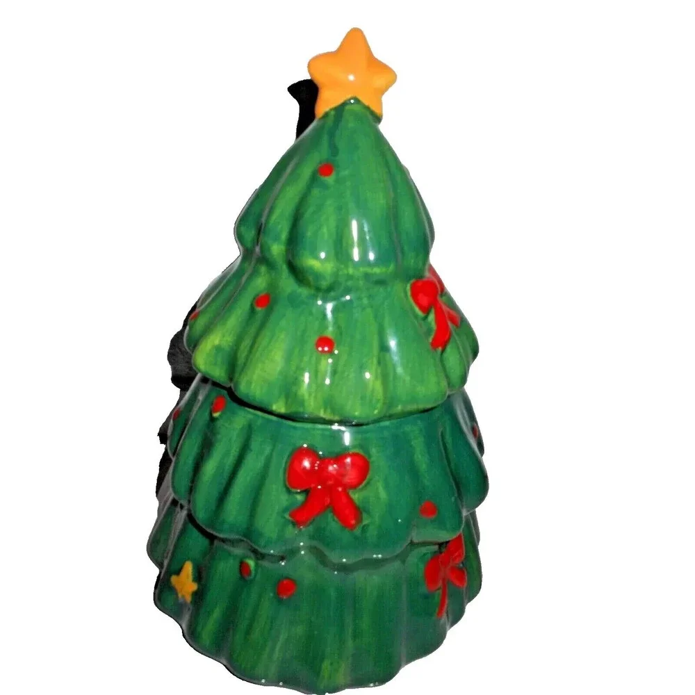 Green Ceramic Christmas Tree Cookie Jar,
